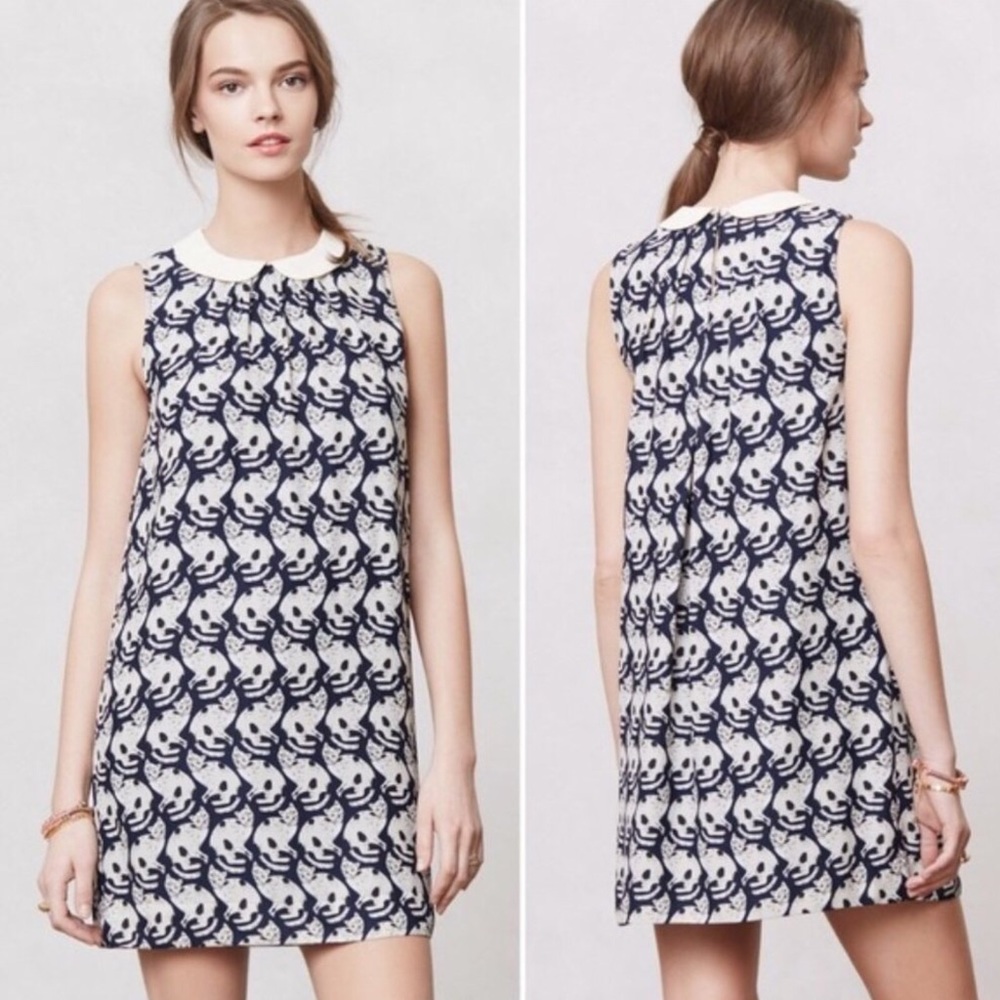 Anthropologie Postmark Chaton cat print dr…